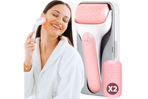 Eli with Love Ice Roller for Face Premium Facial Ice Roller with Carry Case and 2X Rollers for Long Lasting Cold - Eye Roller for Puffy Eyes & Cold Massage for Migraines (Pink (with case))