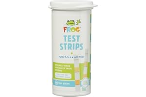 FROG Test Strips for Pools and Hot Tubs - Test Strip with Accurate Indicator for Free Chlorine or Bromine Levels, pH, Total Alkalinity and Total Hardness - Easy Water Testing - 50 Test Strips