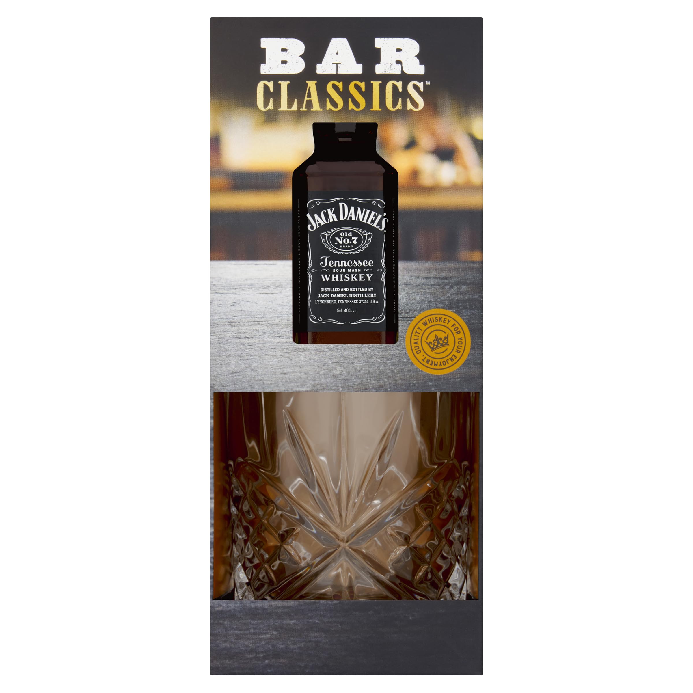 Bar Classics Jack Daniel’s Gift Set – Jack Daniel’s Tennessee Whiskey 50ml (40% ABV) with Tumbler Glass – Ready Gift Box by Blue Tree Gifts