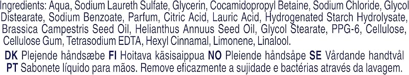 Sabonete líquido de hidratação profunda para as mãos com 5 hidratantes para todos os tipos de pele, embalagem de 12 x 250 ml