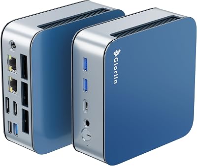Mini PC Ryzen 5 6600H (Beats 7430U), 16G LPDDR5 512G NVMe SSD, mini computer desktop con triplo display 4K, WiFi 6 BT5.3 Dual LAN, mini computer per ufficio, casa, lavoro