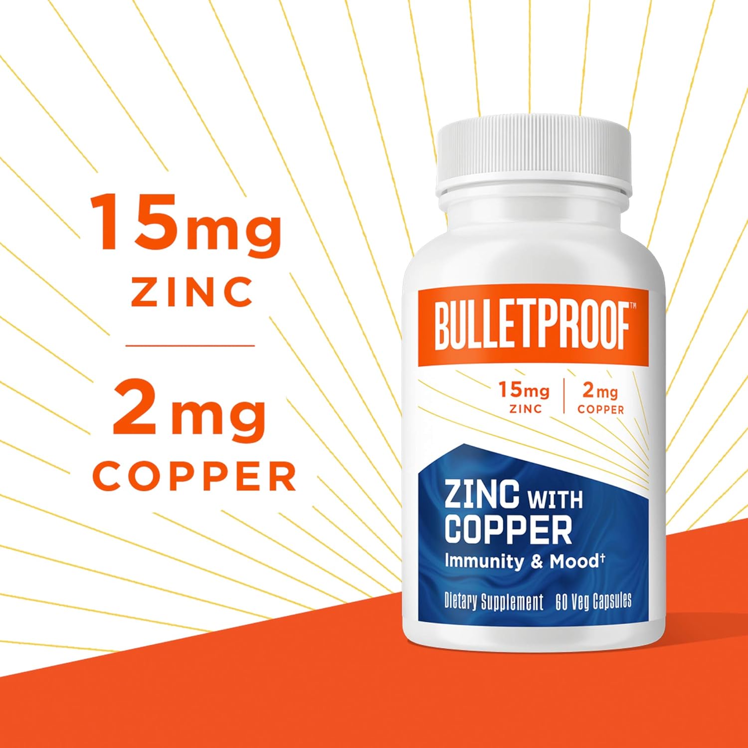 Bulletproof Zinc with Copper for Immune Support, Healthy Mood, Heart, and Hormone Balance, 60 Capsules: Health & Personal Care