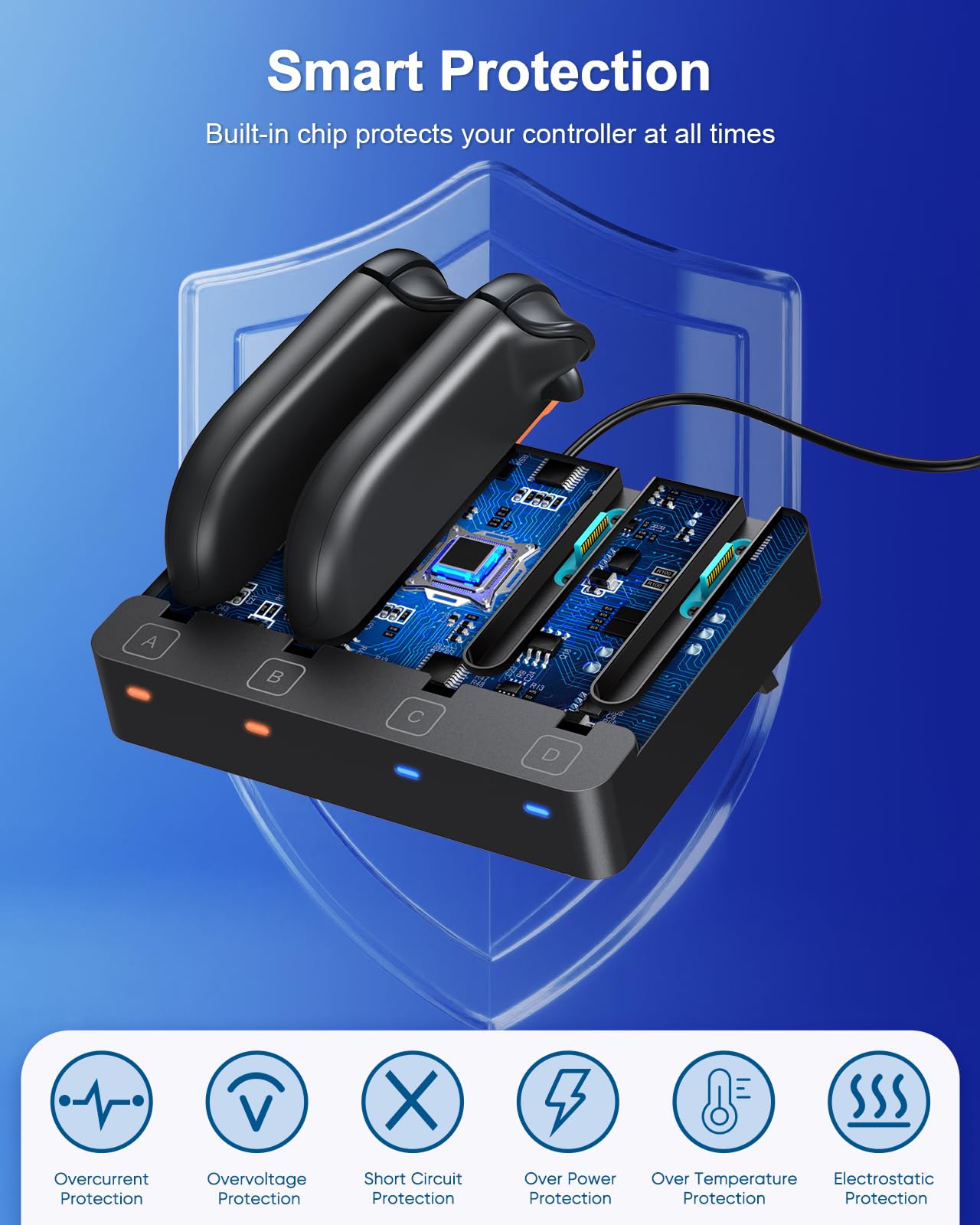 [Fit für Switch 2&1] 8 in 1 Controller Ladestation für Nintendo Switch 2/Switch1/OLED Modell Zubehör, WAXITY Schnelle Magnetische Horizontale Ladegerät für Joy Con 2 & für Joycon 1 mit USB Ladekabel 8