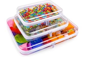 AOBOPLE Clear Hard Shell Zipper Case,3PCS M+L+XL(13.78"x11.8"+9.8"x7.87"+8.66"x6.1") Large Toy Storage Bags,Plastic Transparent Hard Zipper Case Travel Waterproof Organizer Bags for Puzzles,Cosmetics