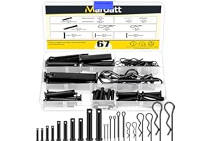 Mardatt 67Pcs Carbon Steel Clevis Pin Cotter Pin R Pin Assortment Kit, Include 5 Sizes M5 M6 M8 M10 M12 Flat Head Single Hole