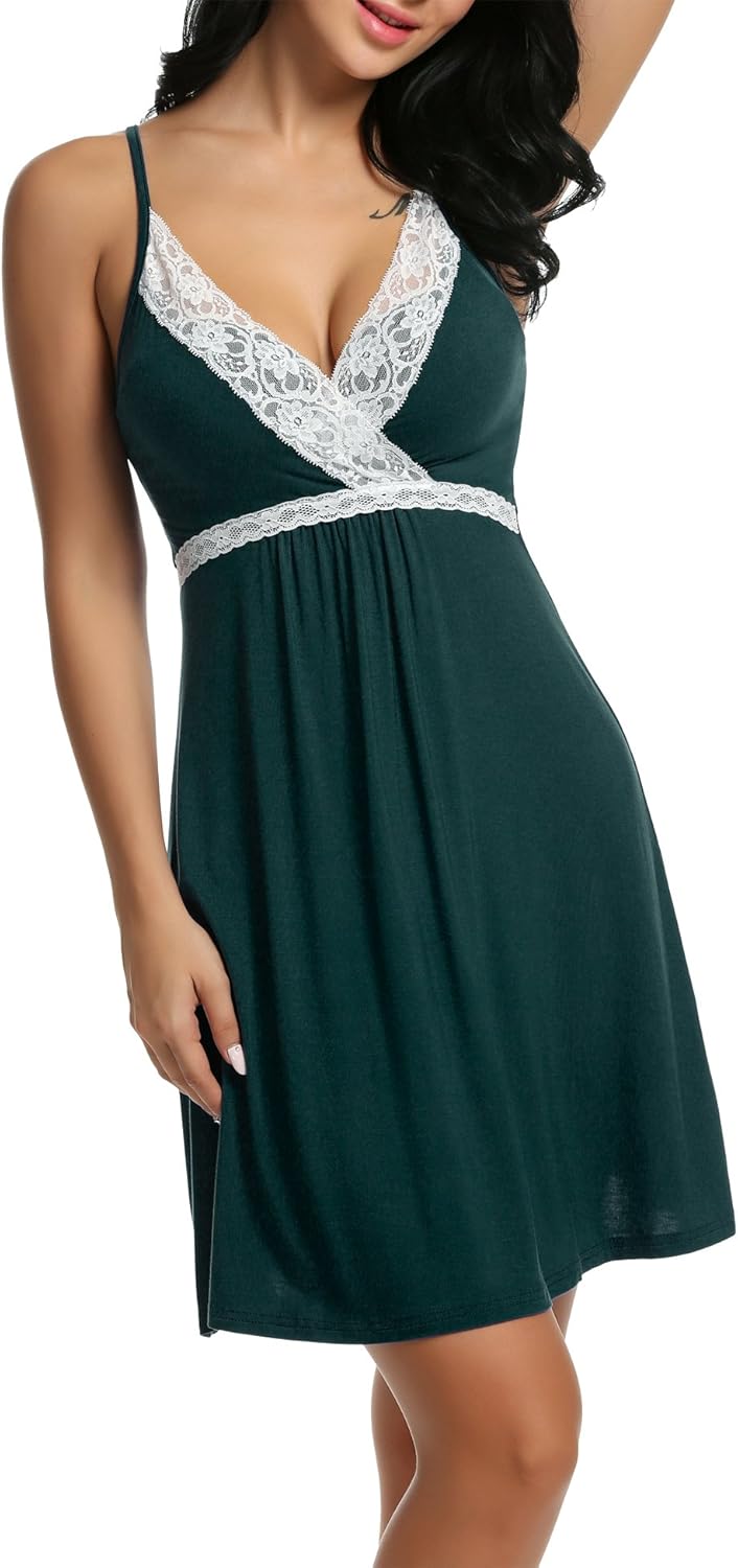 Hotouch Sleepwear Womens Chemise Nightgown Full Slips Lace Sling Dress Sexy Lingerie S-XXL at  Women’s Clothing store