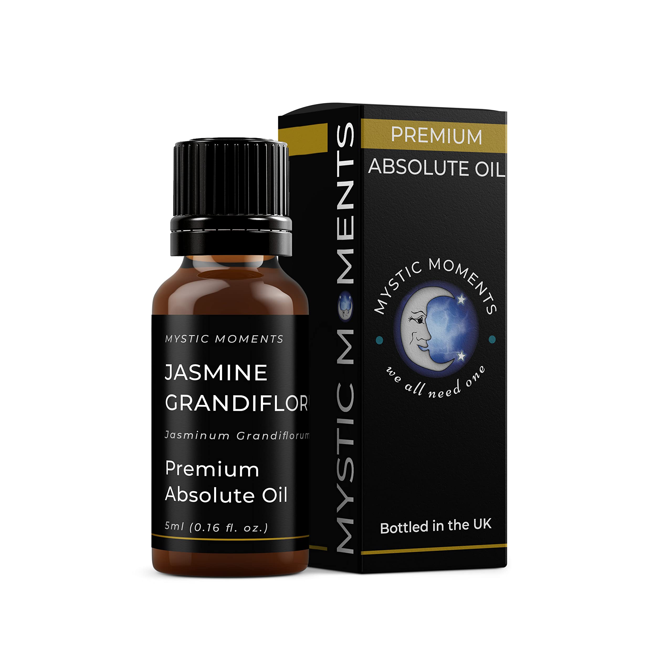 Mystic Moments | Jasmine Grandiflorum Absolute Oil 5ml | Jasminum grandiflorum | Intense Sweet Floral Aroma | Food Grade Solvent Extracted | Middle to Base Note | Natural Perfumery & Aromatherapy Use