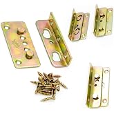 Kutir No-Mortise Bed Rail Fittings Complete Set of 4 - Heavy Duty Rust Proof Frame Bracket for Connecting to Wood, Headboards and Foot-Boards, Universal FIT - 3.4 X 1.4 X 0.6 Inch High with Screws