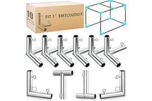 ForoGore 10 Pcs 1'' Golf Frame Corner Kit DIY Canopy Fittings Kit with Threaded Eye Bolts for EMT Pipe 10' L x 10' W x 10' H Practice Golf Cage Net Indoor Outdoor Home