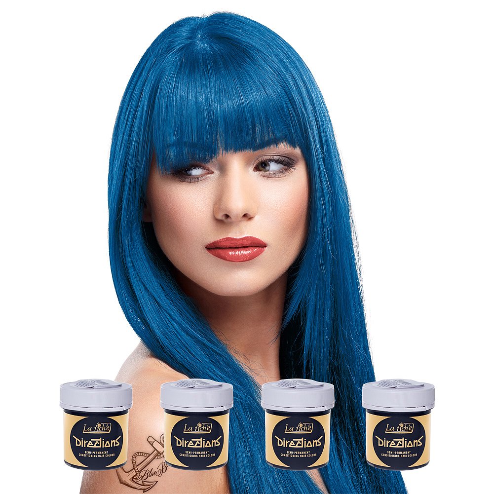 4 X La Riche Directions Semi-Permanent Hair Color 88ml Tubs - Denim Blue