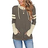 AUSELILY Long Sleeve Drawstrings Hoddie Sweatshirt With Thumb Holes Hoodie for Women