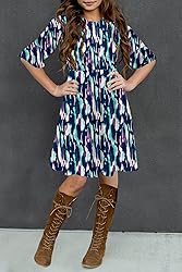 HOSIKA Fall Winter Floral Girls Little Kid Dress