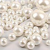 DomeStar No Hole Pearl Beads, 110PCS Ivory White Floating Beads for Centerpieces Vases Wedding Party Decor and DIY Crafts