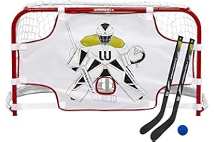 Winnwell Mini Knee Hockey Set - Indoor Hockey Training Equipment - Includes 1 Goalie Shooter Target, 1 Knee Goal, 2 Mini Sticks & 1 Foam Ball