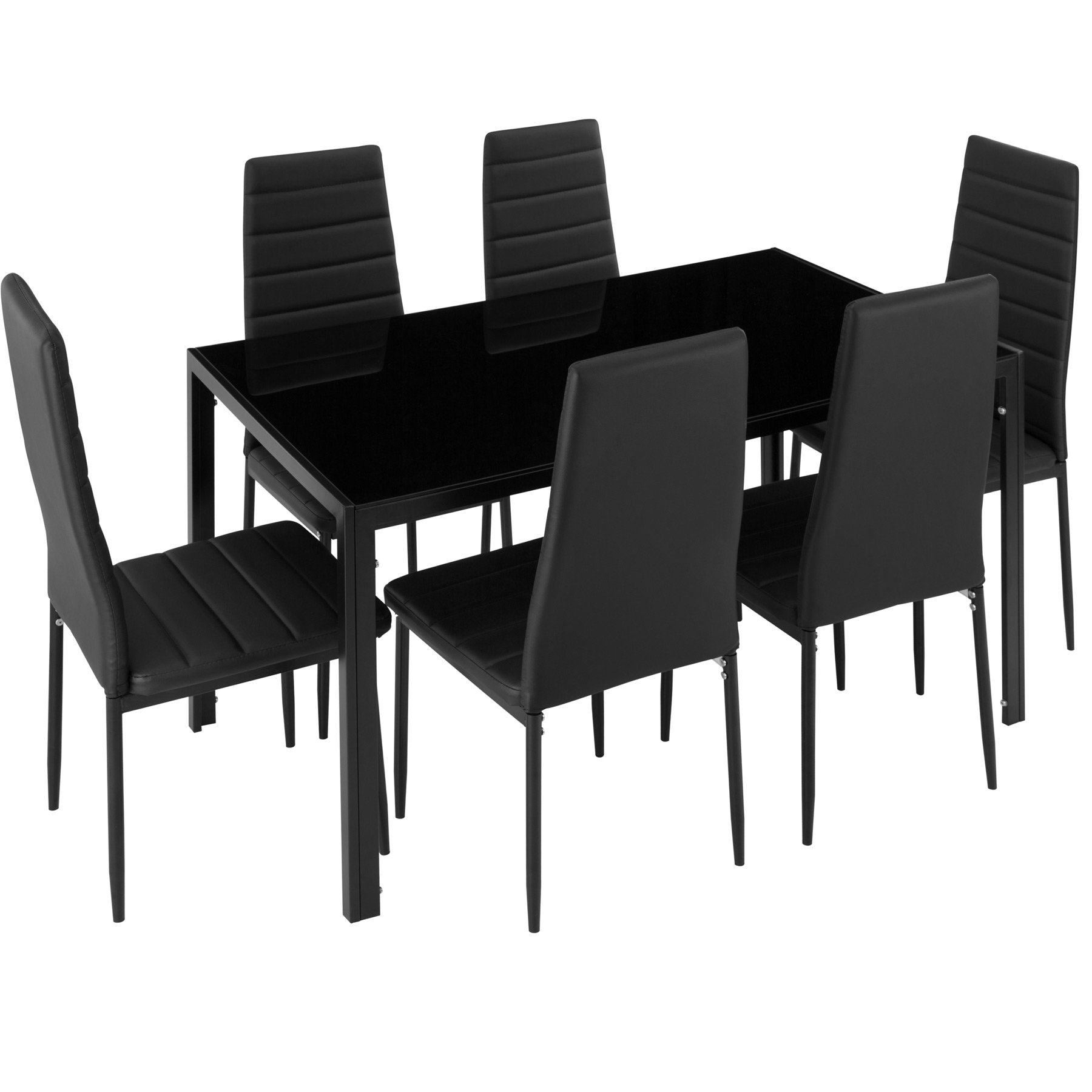 tectake-800551-Juego-de-Muebles-Set-de-6X-Sillas-Mesa-Conjunto-Mobiliario-Cocina-Comedor-Salon-Cuero-Sintetico-PVC
