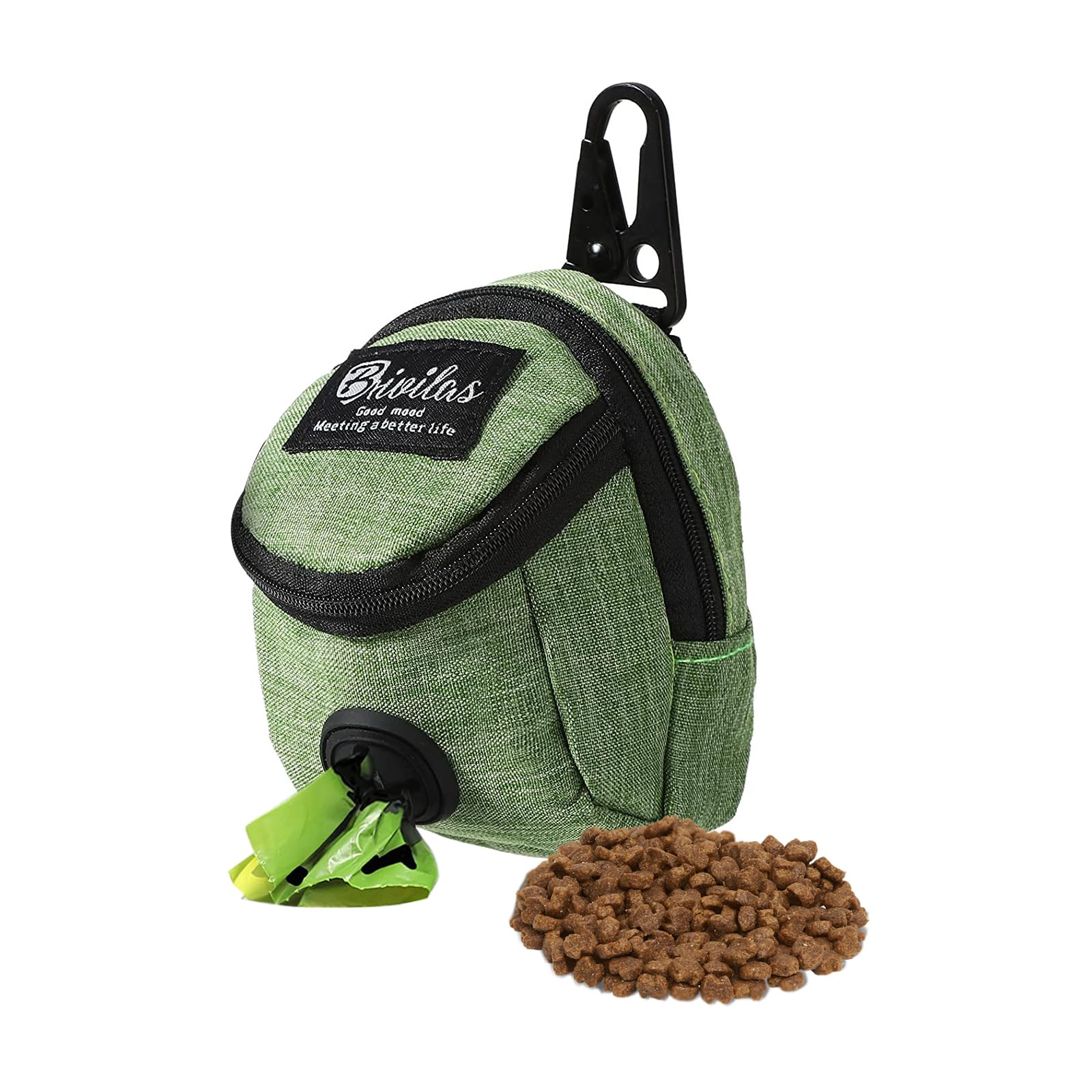 FuninCrea Dog Treat Pouch Bag, Dog Treat Bag with Built-in Poop Bag Dispenser Dog Training Treat Pouch for Walking Oxford Cloth Dog Training Bag for Travel Outdoor Training (Green)
