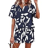 WIHOLL Two Piece Outfits for Women Lounge Sets Button Down Top and Shorts Set Sweatsuits with Pockets