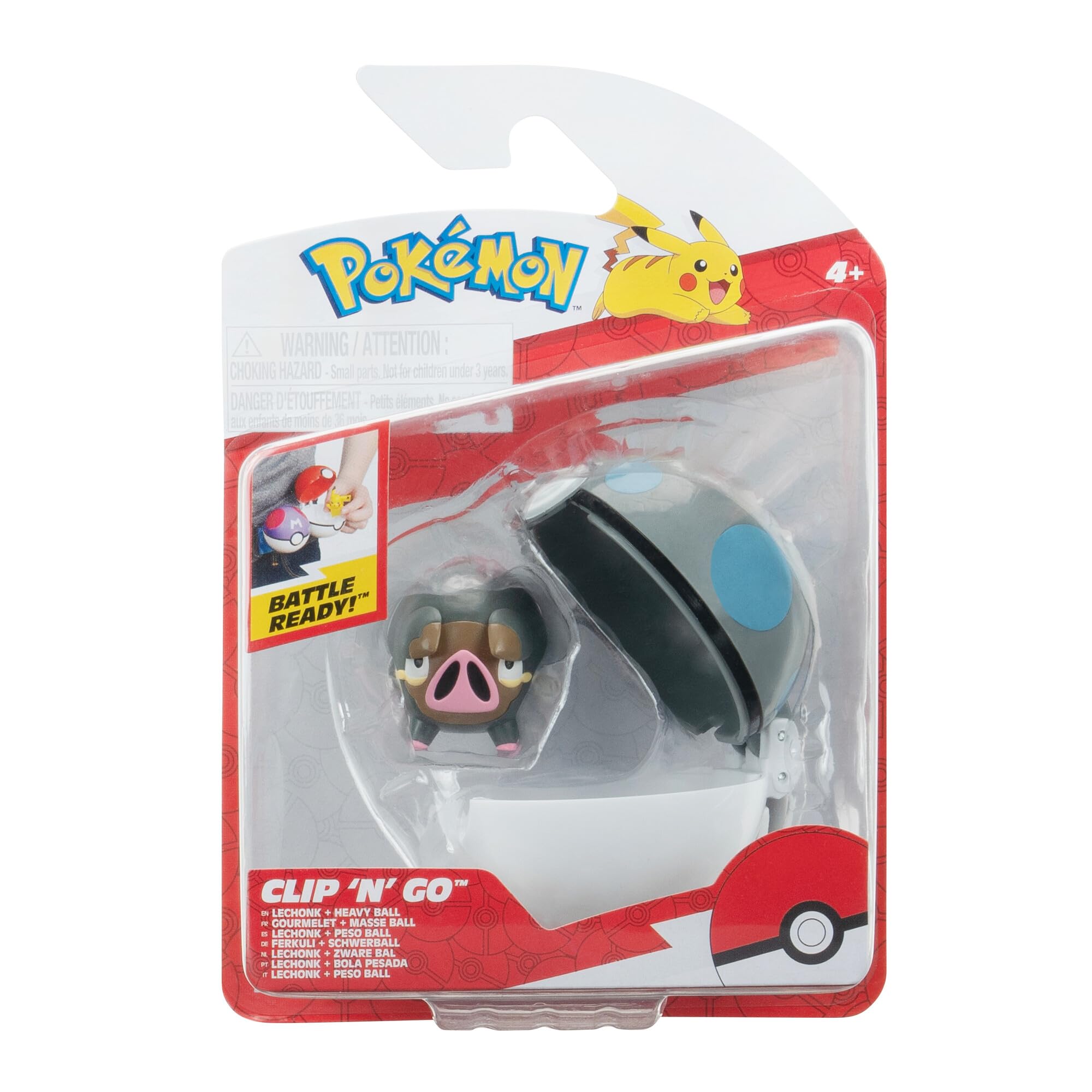 Pokémon Clip ‘N’ Go Lechonk and Heavy Ball - Includes 2-Inch Battle Figure and Heavy Ball Accessory