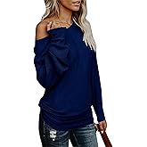 UMEKO Womens Off The Shoulder Sweater Oversized Knit Long Sleeve Sweaters Tunic Tops