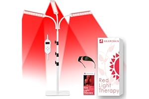 Arikashin Red Light Therapy Lamp with Adjustable Stand, Timer, Height, Brightness - 660nm, 660nm+850nm, 660Nm+940nm- Effective for Body and Skin Vitality, 3-Head,White,27W