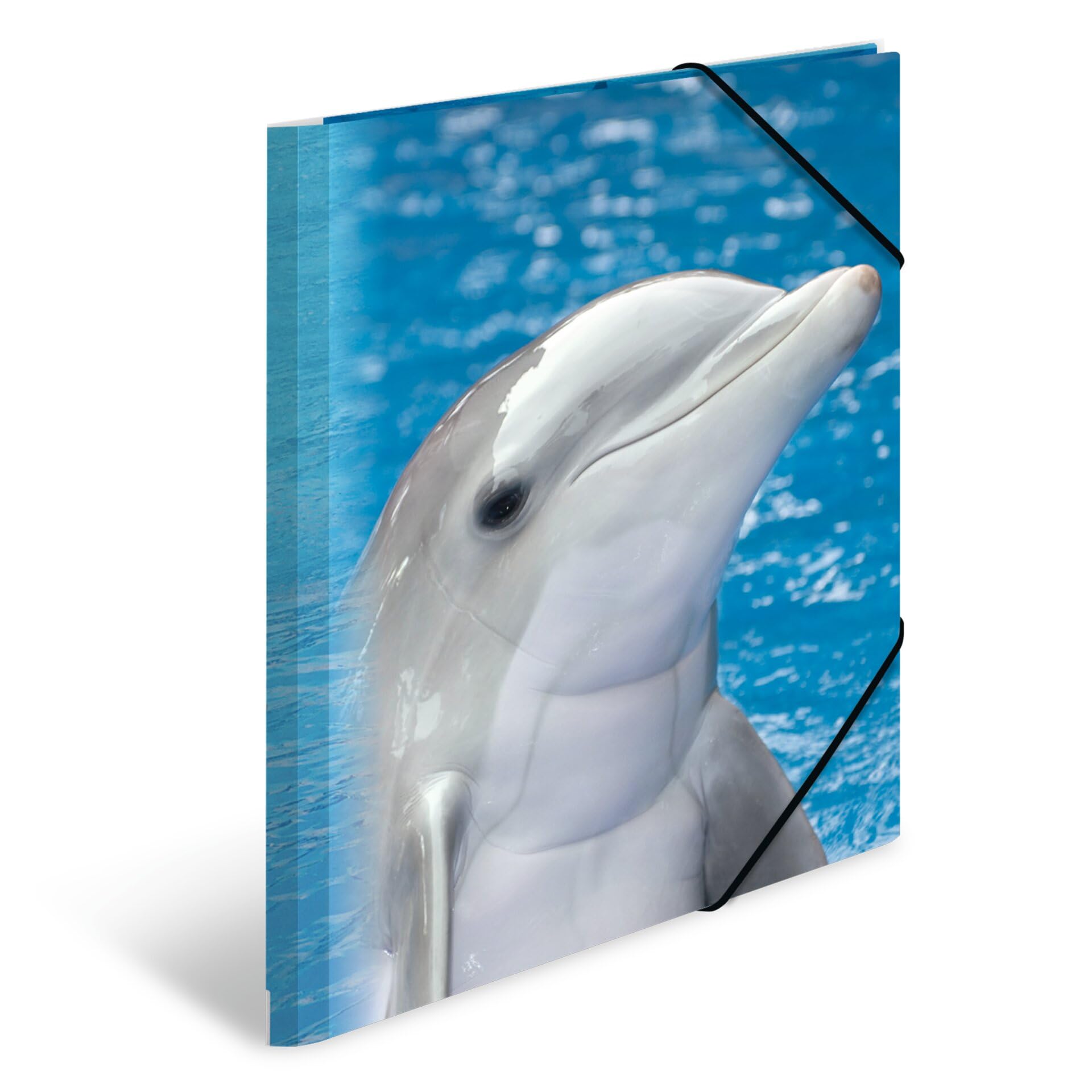 HERMA Elastic Folder Animals with Dolphin Motif, A4, Sturdy Plastic, with Inner Print, 1 Span Folder