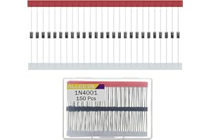 ALLECIN 150Pcs 1N4001 Rectifier Diode 1A 50V 1N4001G 4001 Silicon Diodes Cathode 1 Amp 50 Volt Dioden DO-41 Package