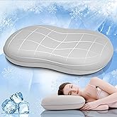 Elegear Deep Sleep Cooling Neck Pillow, Cervical Neck Support Pillow for Pain Relief with Zero-Pressure Tech & Built-in Springs Design, Ergonomic Contour Memory Foam Pillows for Back&Side Sleepers - M