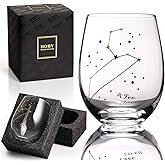 HOHY Leo Wine Glass - Stemless, 20oz Golden, Zodiac Constellation Glass, Horoscope Gift for Women & Men