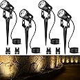 SUNVIE 3W Low Voltage Landscape Lighting LED Landscape Spotlights with Connectors Waterproof Low Voltage Landscape Lights 3000K Warm White Uplights Outdoor Spot Lights for Yard Garden House, 4 Pack