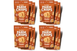 ParmCrisps - Cheddar Cheese Crisps, Made Simply with 100% REAL Cheese | Healthy Keto Snacks, Low Carb, High Protein, Gluten Free, Oven Baked, Keto-Friendly | 1.75 Oz (Pack of 12)