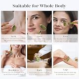 BAIMEI Jade Roller Gua Sha Set for Women Facial Massage Natural Xiuyan Jade view 5