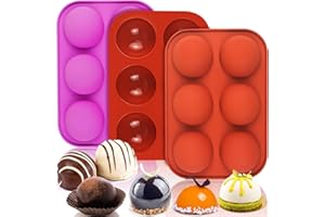 Silicone Mold for Hot Chocolate Bomb,BUSOHA 3 Pack 6 Cavity Hot Cocoa Bomb Silicone Molds, Medium Semi Sphere Baking Mold for Making Hot Chocolate Bomb, Jelly, Pudding, Dome Mousse -Diameter-2 inch