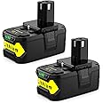 Powilling 2 Packs 6500mAh 18V Replacement for Ryobi Battery Compatible with Ryobi 18V Lithium ONE+ Batteries P100 P102 P103 P