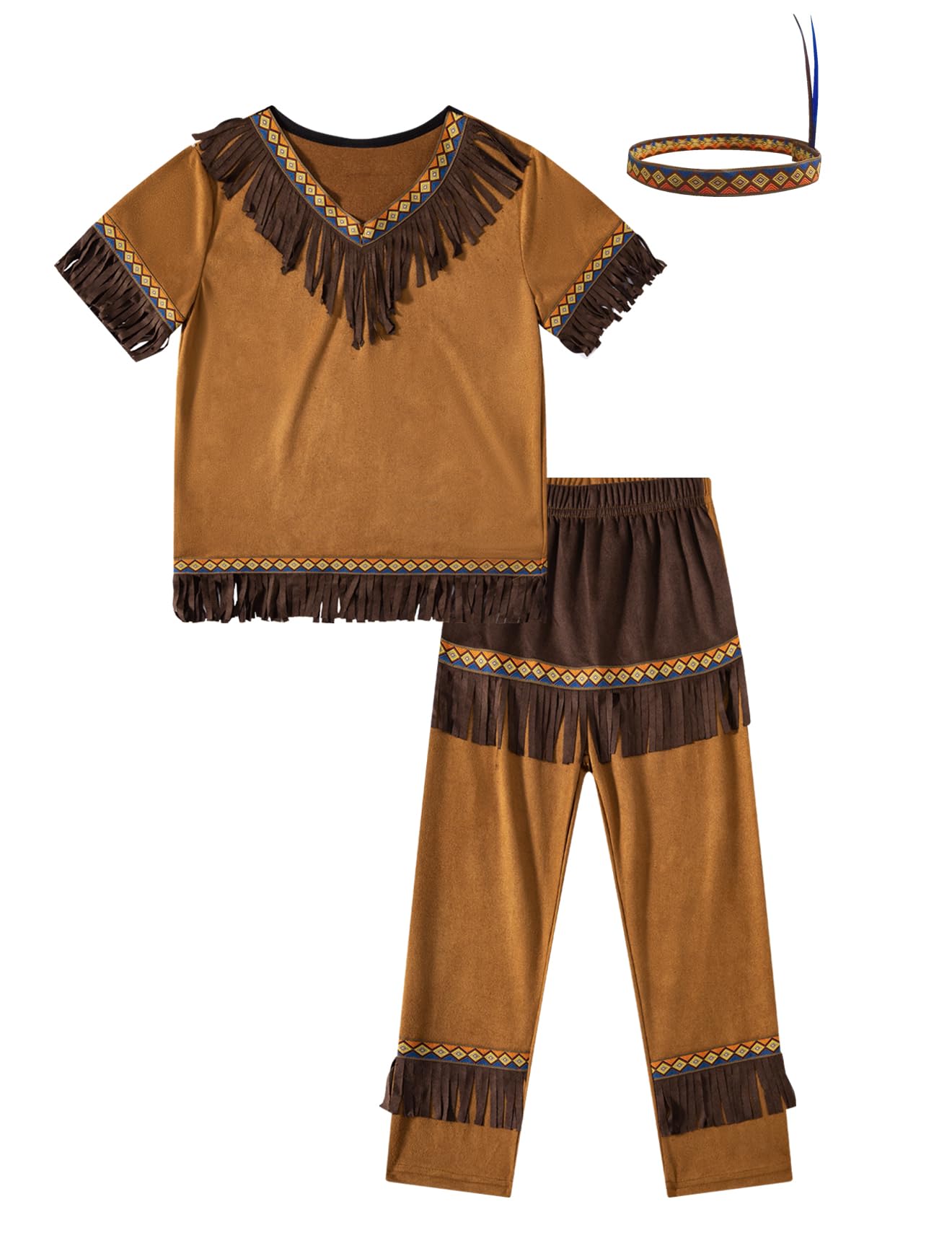Photo 1 of LATOBREATH Boys Kids Halloween Indian Costume Outfit Clothes With Headband?7-8T?