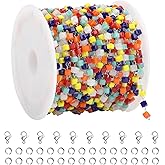 KYUNHOO 16FT Silver Chains for Jewelry Making Colored Bead Links on Spool Stainless Steel DIY Craft Chain Supplies