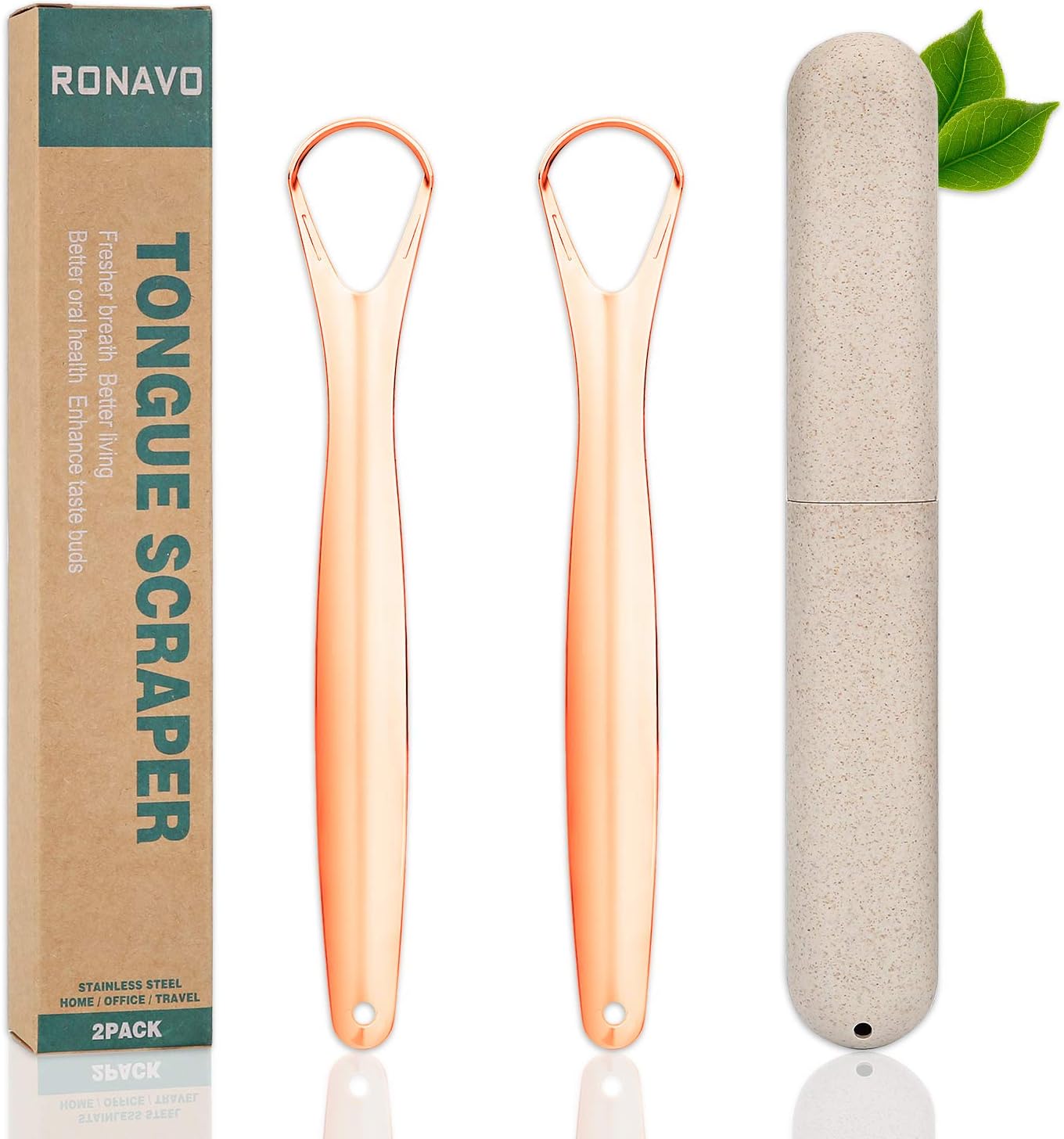 RONAVO Tongue Scraper for Kids & Adults, Right Size for Tiny Mouth,Freshen Bad Breath (Travel Cases Included)