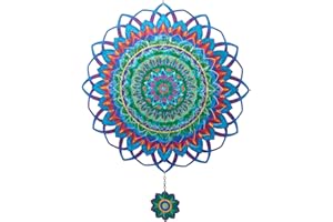 DREAMYSOUL Mandala Wind Spinners 12 Inch Hanging Wind Spinners Outdoor 3D Mandala Kinetic Metal Wind Spinner for Outside Yard Garden Decor