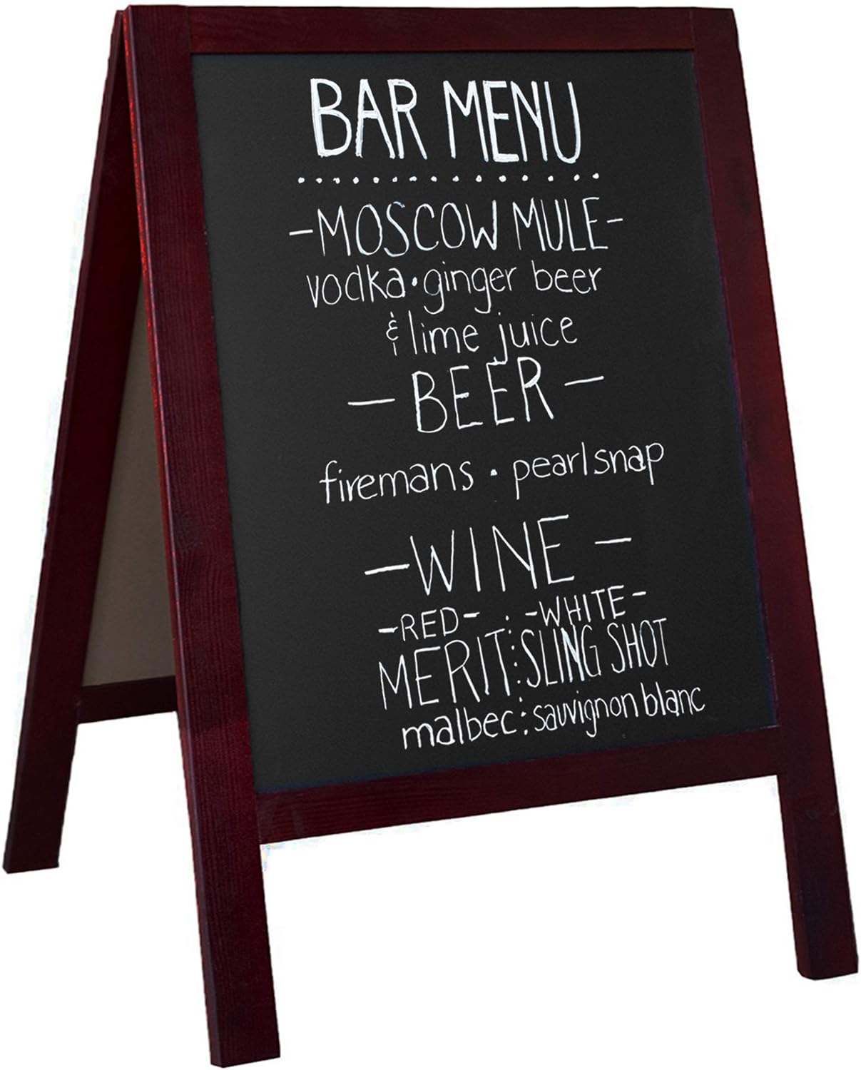 Wooden A-Frame Sign with Eraser & Chalk - Magnetic Sidewalk Chalkboard – Sturdy Freestanding Sandwich Board Menu Display for Restaurant, Business or Wedding : Office Products