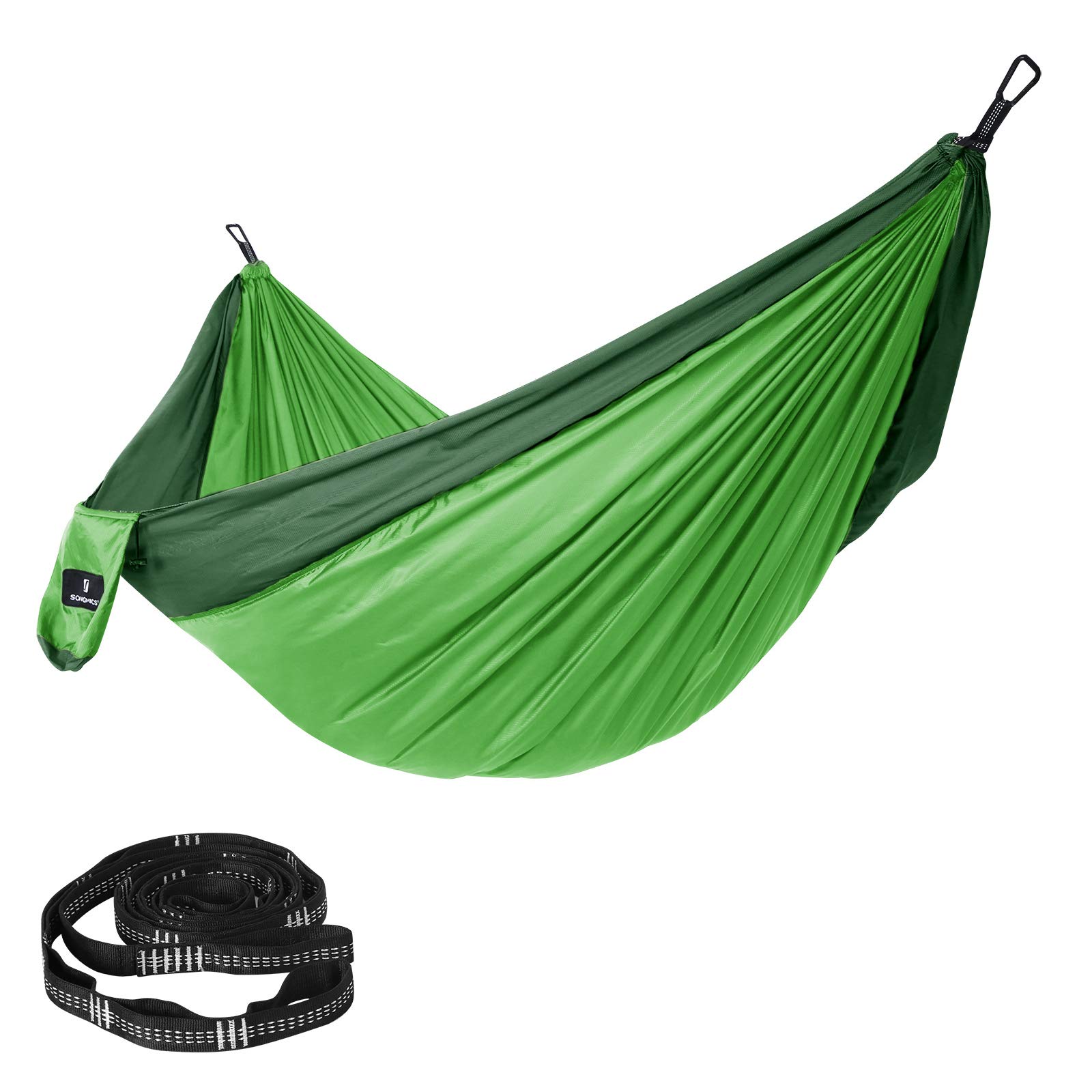 SONGMICS Ultra Lightweight Portable and Breathable 2 Person Parachute Nylon Hammock 300kg Heavy Duty 300x200cm with Premium Mount for Travel Outdoor Camping Garden GDC20GN