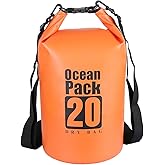 Sportmusies Waterproof Dry Bag - Roll Top Dry Compression Sack Keeps Gear Dry for Kayaking, Beach, Rafting, Boating, Hiking, Camping and Fishing (20L, Orange)