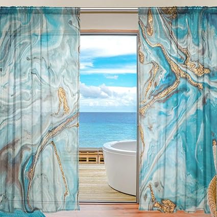 Sheer Curtain Tulle Abstract Music Note Voile Window Curtains For