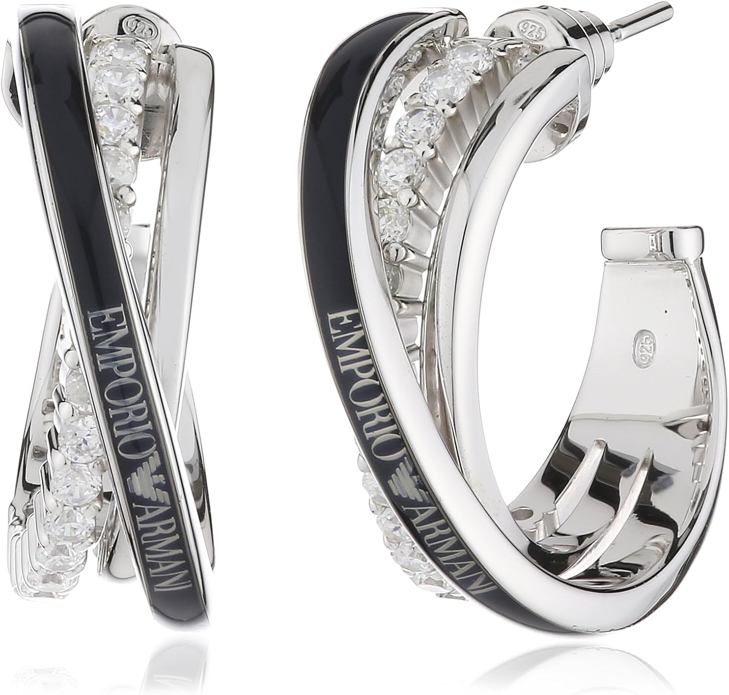 Emporio Armani EG2733040 Ladies Cubic Zirconia Cross Over Earrings