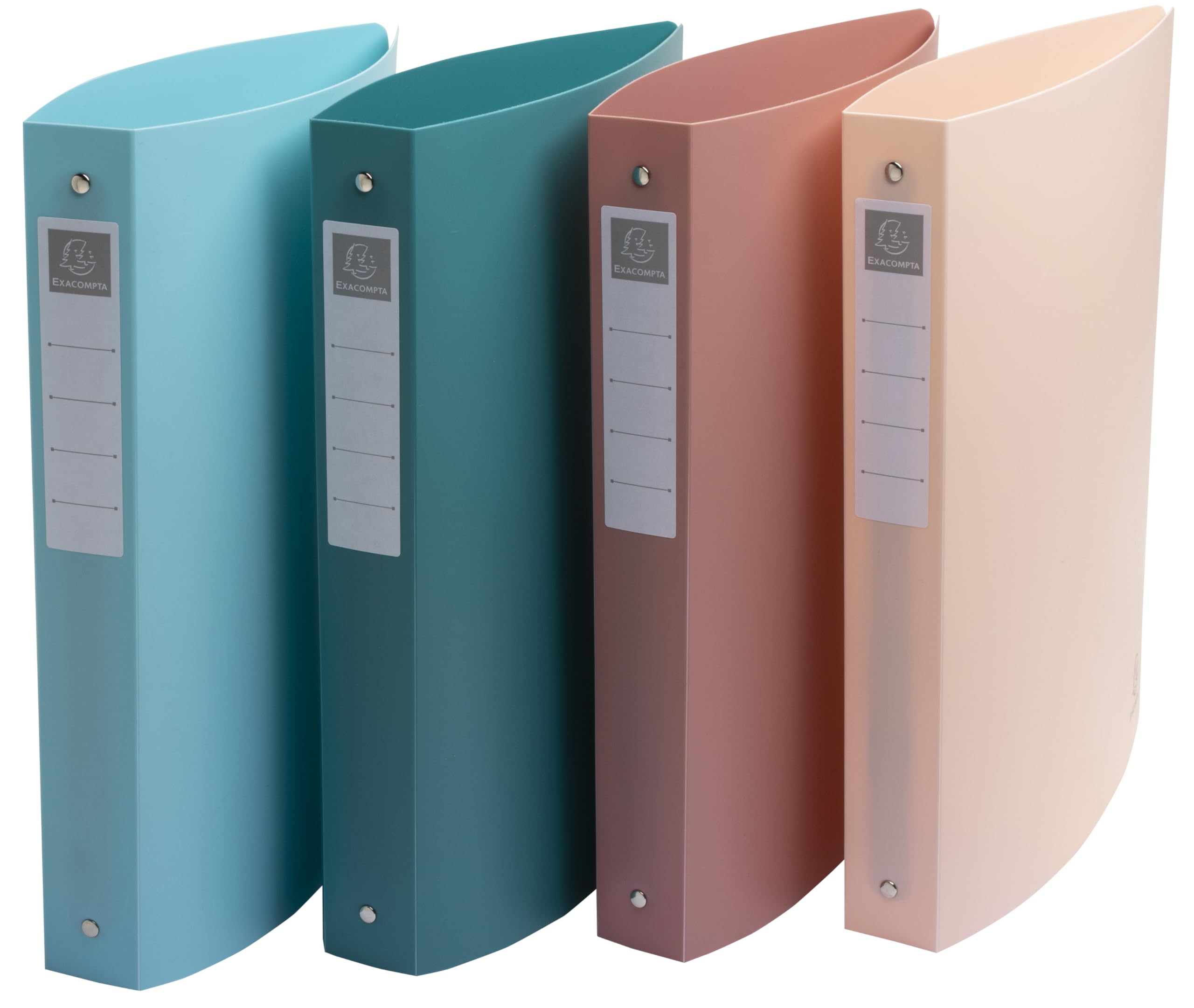 Exacompta - Ref 51470E - Pack of 4 Skandi semi-Rigid Binders - Recycled PP - 4 Round Rings - 40mm Spine - External Size: 32x27cm - Format to File A4 Maxi - 4 Assorted Colours