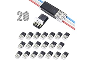 Yancincny 20pcs 3-Pin Quick Wire Connector, RGB LED Strip Light Connector for 18-22 AWG, Low Voltage 3-Pin Connectors for RGB