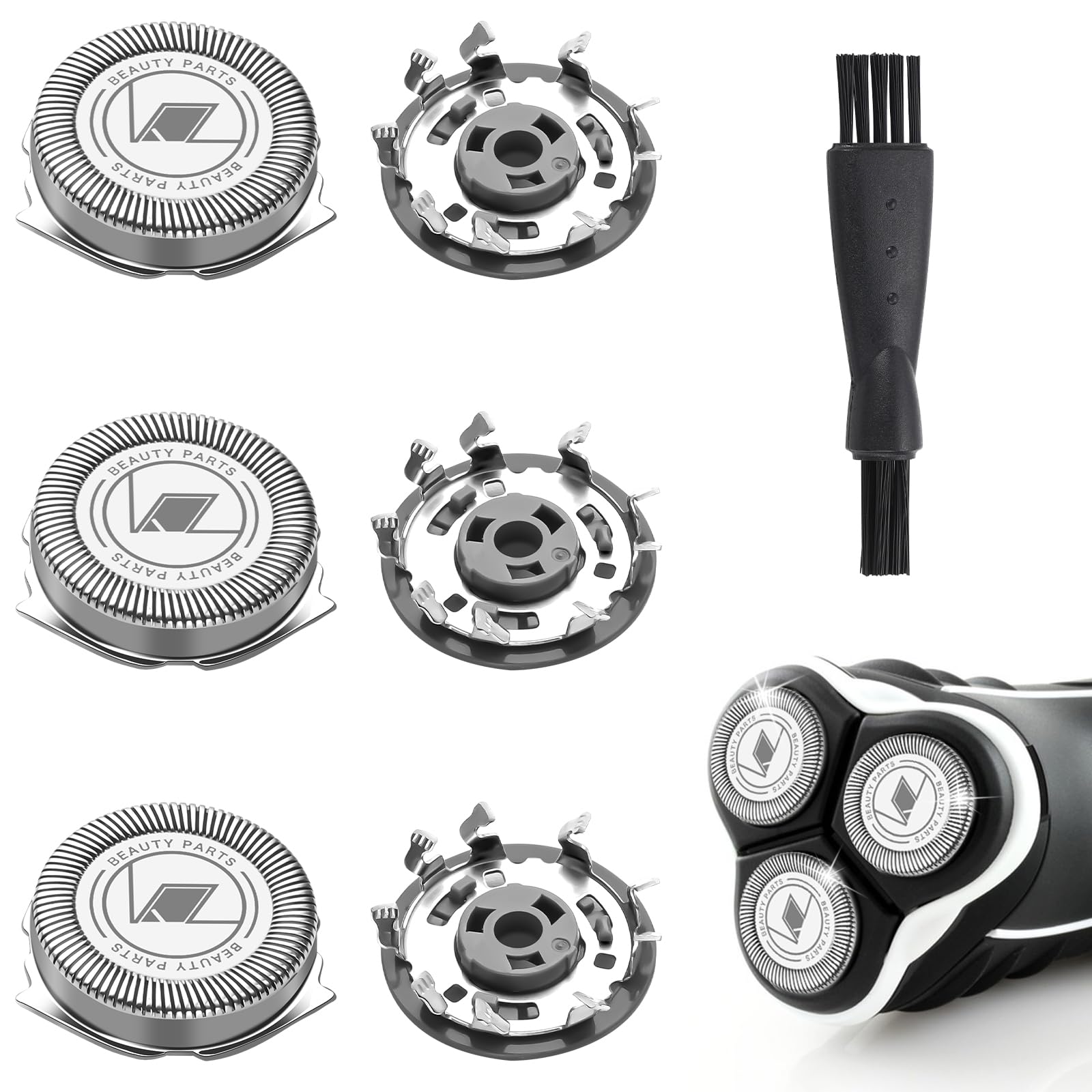 3 Pack Replacement Shaver Heads for Philips, Compatible with Series 1000, 2000, 3000, Replacement Blades for Philips with Cleaning Brush, Compatible with Phillips Series AT8xx, AT7xx, PT7xx