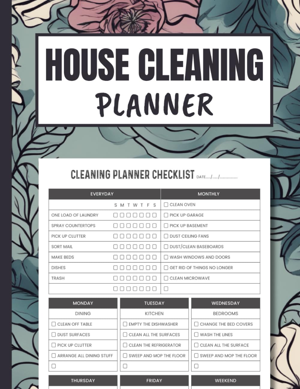 House Cleaning Planner: Daily, Weekly & Monthly Cleaning Schedule and Checklist | Household Chores Notebook | Cleaning Tracker Journal for Adults