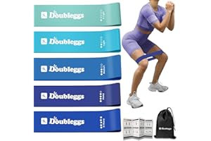 Doubleggs Resistance Bands for Working Out - 5 Levels Exercise Bands Resistance Bands Set with Instruction Guide and Carry Bag, Ideal for Leg Strength Training, Rehab, Yoga