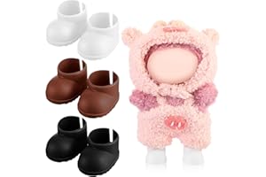 SHYYWEEN 3 Pairs Cute Doll Shoes for 17cm Dolls Mini Rain Boots Fit Perfectly on 15cm/17cm Standing Sitting Series Multi Color Plastic Boots Cute Clothes Accessories (White Black Brown)