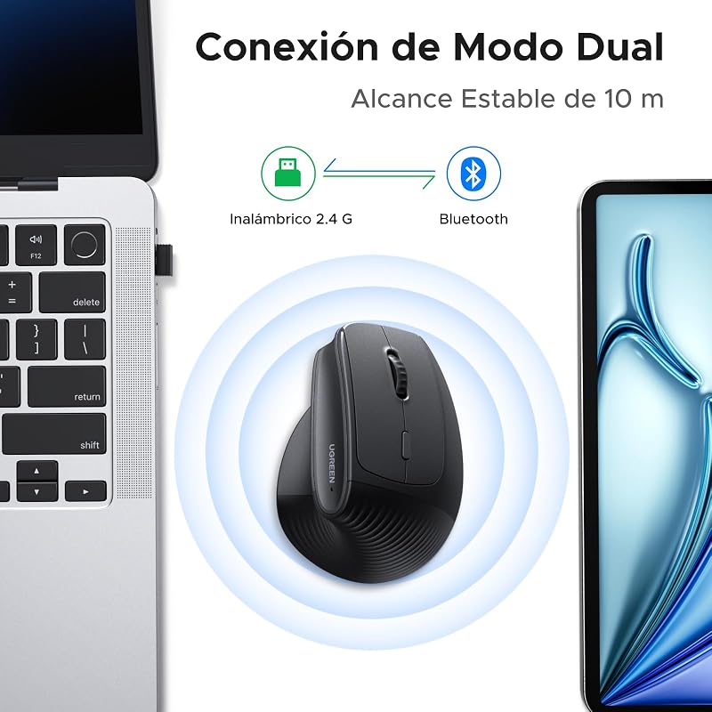 Ratón Ergonómico Inalámbrico 2,4G Ratón Bluetooth Vertical 4000 dpi — foto 4 de 8