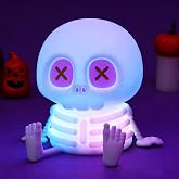 Halloween Skull Night Light, Cute Skeleton Lamp, Kids Bedroom Party Halloween Decor, Silicone LED Rechargeable Touch Bedside Nightlight with Color Changing & Dimmable, Christmas Birthday Gifts
